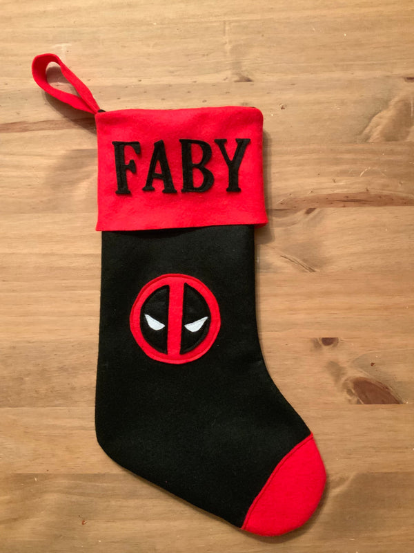 Personalised Deadpool Superhero Christmas Stocking - Custom Holiday Decor