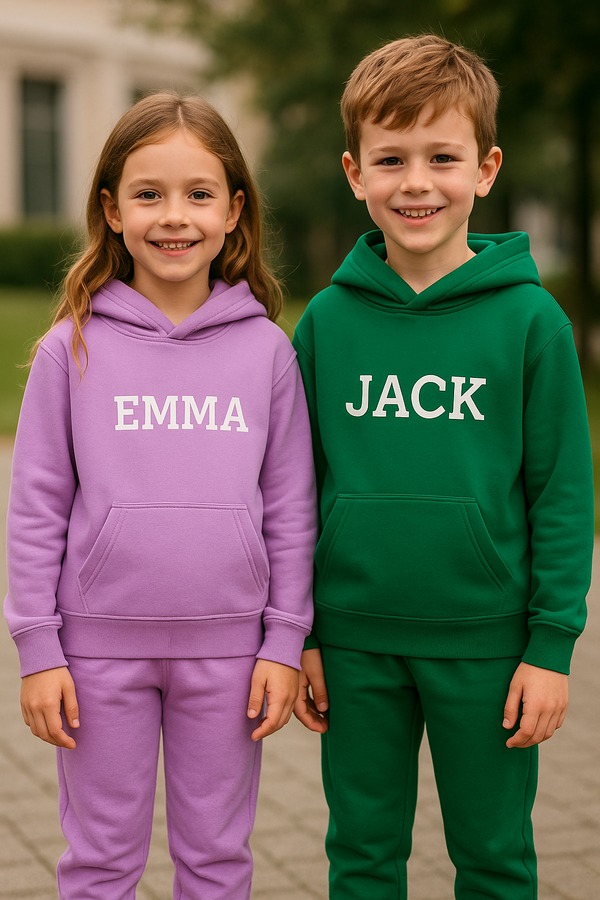 Personalised Kids Tracksuit – Custom Name Hoodie & Jogger Set for Boys & Girls