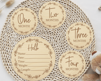 Floral baby monthly milestone discs set – months one to twelve and one year