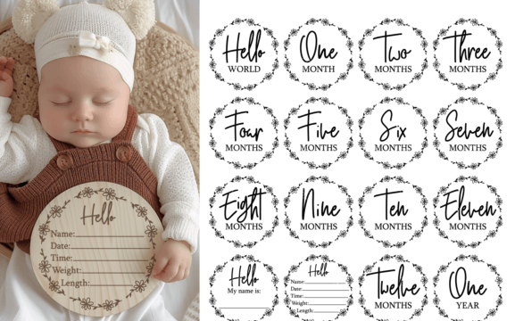 Floral baby monthly milestone discs set – months one to twelve and one year