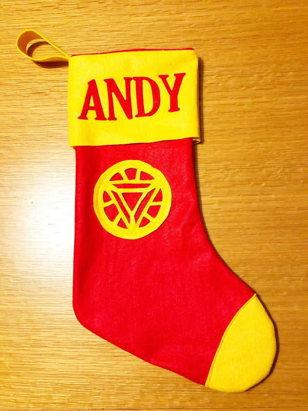 Personalised Iron Man Superhero Christmas Stocking - Custom Holiday Decor