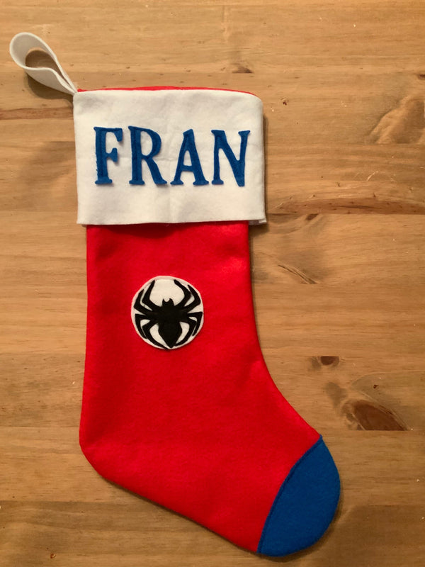 Personalised Spider-Man Superhero Christmas Stocking - Custom Holiday Decor