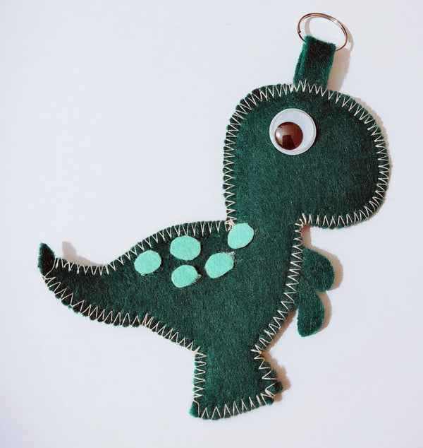 Handcrafted Felt Dinosaur Keychain - Key Ring, Car Ornament, Bag Charm, Christmas Gift