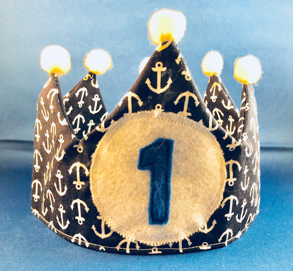 Personalised Navy-Themed Birthday Crown - King/Queen/Prince/Princess Hat