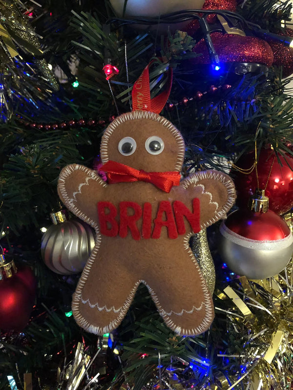 Personalised Felt Gingerbread Man Christmas Ornament | Key Chain & Bag Charm