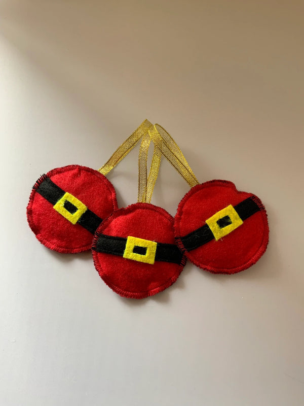 Set of 3 Santa Felt Ornaments | Handmade Father Christmas Decorations