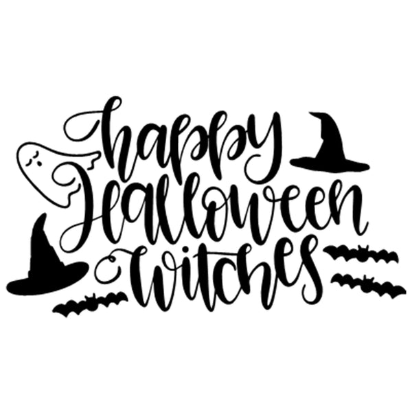 "Happy Halloween Witches" Vinyl Sticker Decoration - Indoor & Outdoor Decal