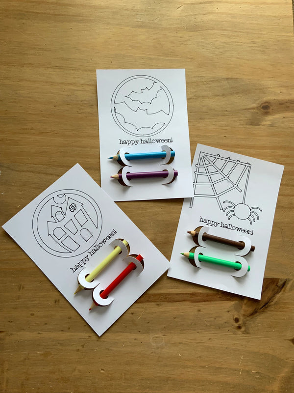 Halloween Coloring Cards Treat Set - Set of 3