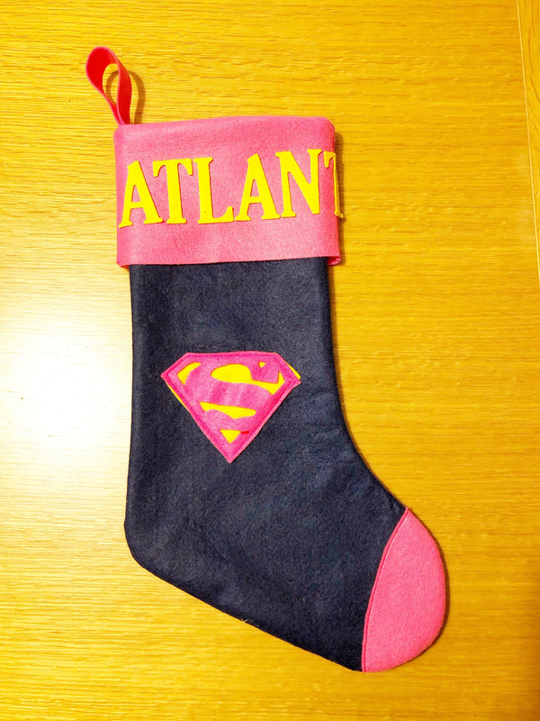 Personalised Superhero Christmas Stocking | Pink Supergirl Theme