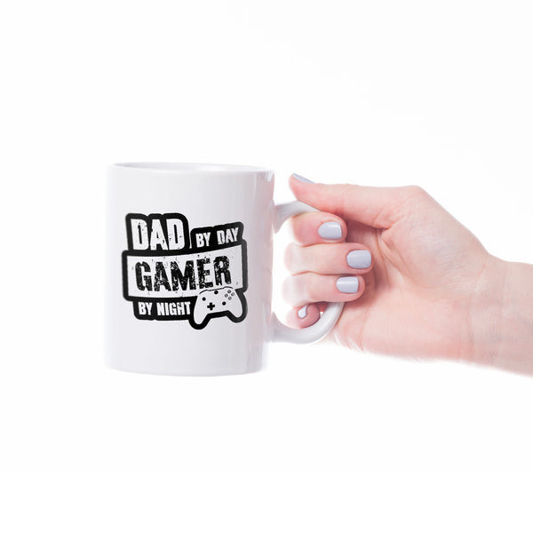 "Dad by Day, Gamer by Night" Novelty Ceramic Mug - Custom Printed Design