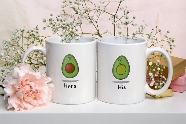 Personalised Couple Mug Set - Avocado Design (Set of 2)