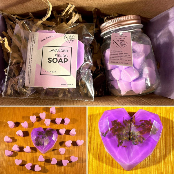 Handcrafted Lavender Soap Gift Box – Heart-Shaped Soap for Valentine’s Day, Relaxing Bath Gift Set for Him or Her